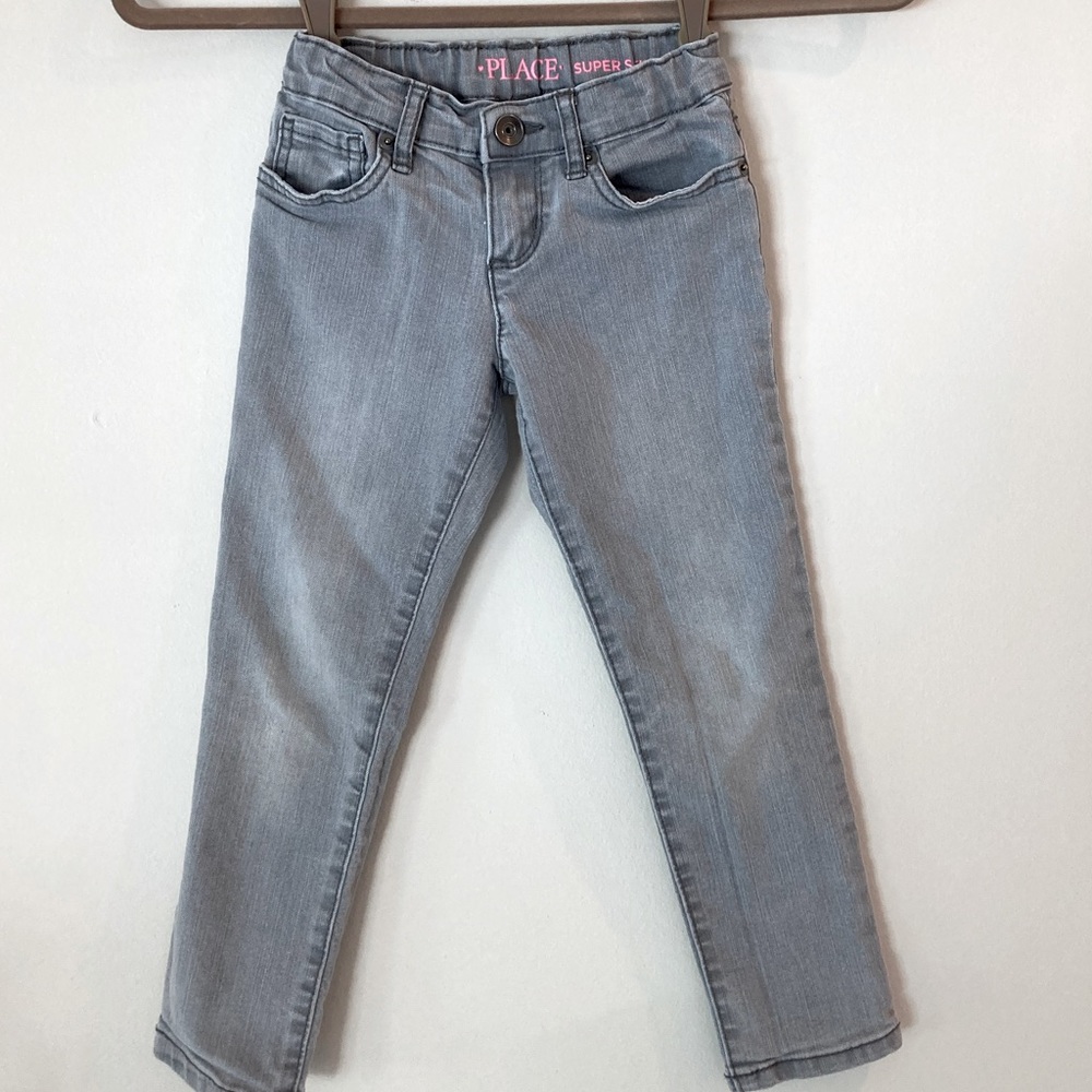 Childrens place super skinny grey jeans adjustable waist size 5